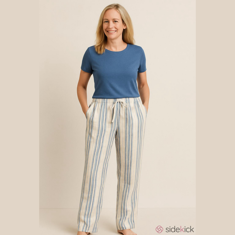 L.L Bean Striped Blue and White Lounge Pants